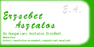 erzsebet asztalos business card
